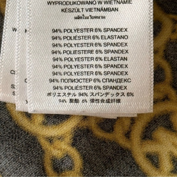 Michael Kors logo monogram black gold stretch tunic blouse top size L - Picture 10 of 10